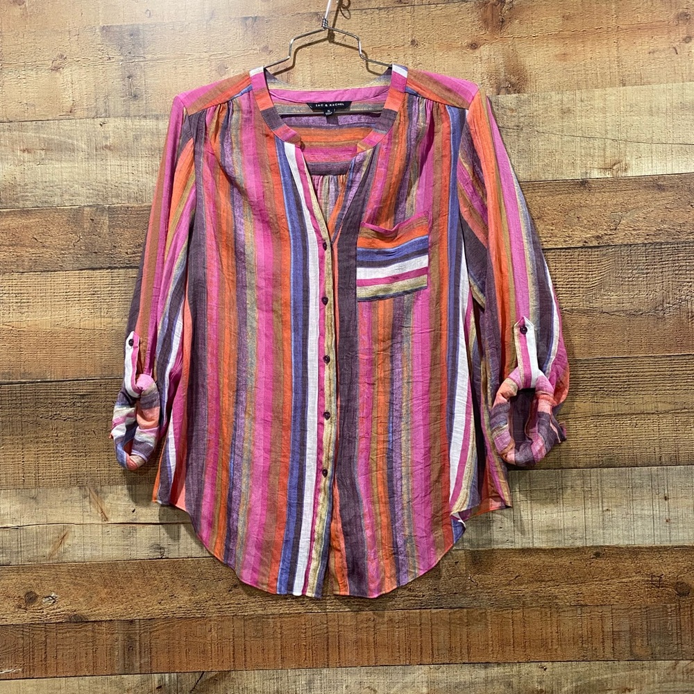 Zac & Rachel Colorful Button Down Ladies Shirt Size XL